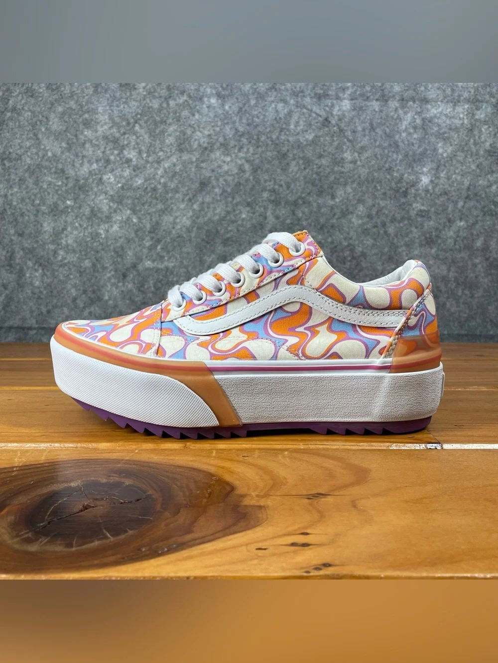 Vans Old Skool Stacked Womens Size 8 / Men 6.5 UV Ink Peace Platform Psychedelic